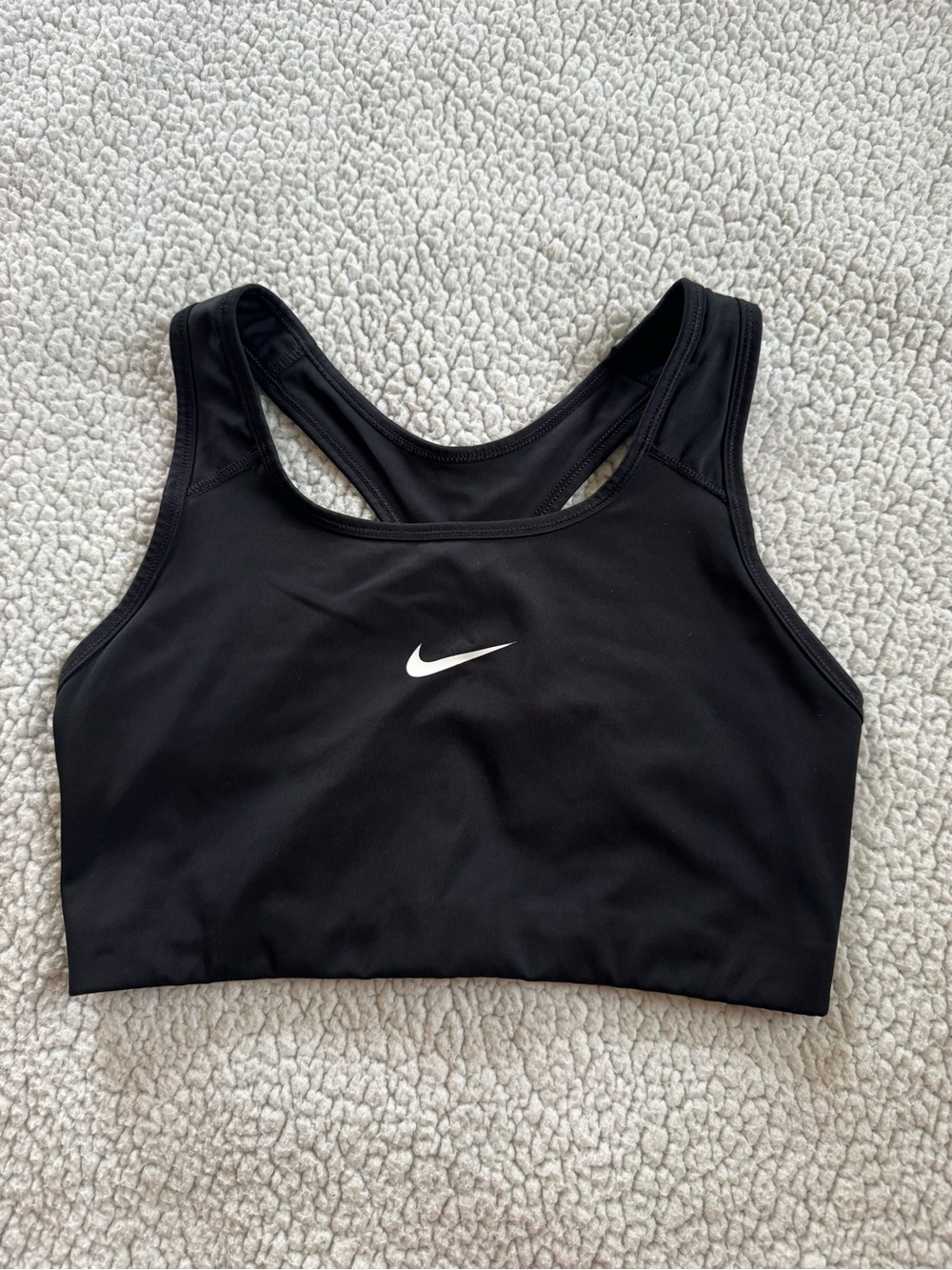 Nike Black Racerback Sports Bra with White Swoosh